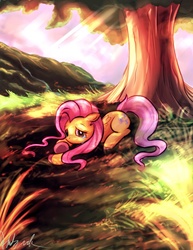 Size: 612x792 | Tagged: safe, artist:72-hours-remain, fluttershy, pony, g4, female, sad, solo
