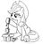 Size: 469x491 | Tagged: safe, artist:stinkehund, applejack, earth pony, pony, g4, collar, female, implied pet play, implied pinkie pie, leash, mare, monochrome, present, sitting