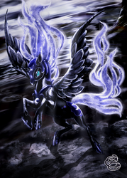 Size: 946x1319 | Tagged: safe, artist:miradge, artist:tamisery, nightmare moon, pony, g4, colored, female, solo