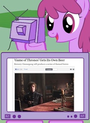 Size: 604x827 | Tagged: safe, berry punch, berryshine, human, pony, g4, exploitable meme, game of thrones, irl, meme, photo, tv meme