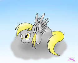 Size: 2600x2100 | Tagged: safe, artist:spice5400, derpy hooves, pegasus, pony, g4, cloud, female, mare, solo