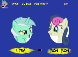 Size: 251x183 | Tagged: safe, artist:laegreffon, bon bon, lyra heartstrings, spike, sweetie drops, g4, beavis and butthead, parody