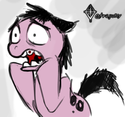 Size: 474x442 | Tagged: safe, artist:tetrapony, courage the cowardly dog, eyes open, open mouth, ponified, solo, teeth