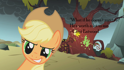 Size: 680x383 | Tagged: safe, applejack, g4, clint eastwood, text, troll quote