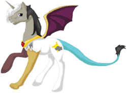 Size: 1042x766 | Tagged: safe, artist:kachna9, oc, oc only, oc:chaotic, alicorn, hybrid, pony, interspecies offspring, offspring, parent:discord, parent:princess celestia, parents:dislestia