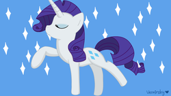 Size: 1920x1080 | Tagged: safe, artist:verminshy, rarity, pony, g4, eyes closed, raised hoof, raised leg, solo, sparkles