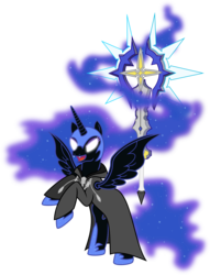 Size: 7490x9817 | Tagged: safe, artist:jackos92, nightmare moon, g4, absurd resolution, claymore, disney, kingdom hearts, organization xiii, saïx, sword, weapon