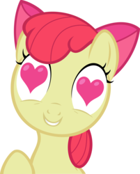 Size: 4399x5477 | Tagged: safe, artist:drewklettke, apple bloom, earth pony, pony, g4, absurd resolution, female, heart, heart eyes, simple background, solo, transparent background, vector, want it need it