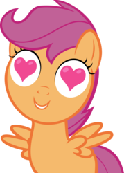 Size: 3668x5135 | Tagged: safe, artist:drewklettke, scootaloo, pegasus, pony, g4, female, heart, heart eyes, simple background, solo, transparent background, vector, want it need it