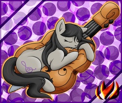 Size: 800x677 | Tagged: safe, artist:raininess, octavia melody, earth pony, pony, g4, cello, female, musical instrument, pillow, sleeping, solo