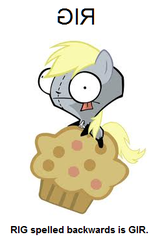 Size: 250x386 | Tagged: safe, derpy hooves, g4, gir, invader zim, meta, muffin, rig, text