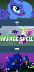 Size: 1280x2672 | Tagged: safe, edit, edited screencap, screencap, princess luna, twilight sparkle, alicorn, pony, unicorn, g4, apple, eating, female, food, mare