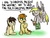 Size: 1174x900 | Tagged: safe, artist:timsplosion, derpy hooves, mandopony, wild fire, earth pony, pegasus, pony, g4, derp, gasoline, no pupils, sibsy, simple background, speech bubble