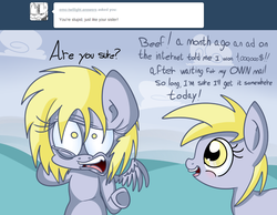 Size: 996x771 | Tagged: safe, artist:extradan, derpy hooves, oc:jerky hooves, pegasus, pony, g4, female, mare, tumblr