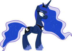 Size: 2591x1834 | Tagged: safe, artist:a01421, princess luna, alicorn, pony, g4, crown, ethereal mane, female, high res, hoof shoes, jewelry, mare, peytral, regalia, simple background, solo, starry mane, transparent background, vector