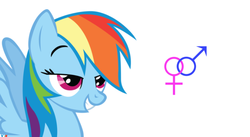 Size: 648x356 | Tagged: safe, rainbow dash, g4, bedroom eyes, female, male, smiling, straight