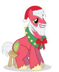 Size: 900x1100 | Tagged: safe, artist:anarchemitis, big macintosh, earth pony, pony, g4, adventure in the comments, beard, hat, male, santa hat, simple background, solo, stallion, stool, transparent background, vector, wreath