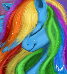 Size: 675x740 | Tagged: safe, artist:derp-my-life, rainbow dash, pegasus, pony, g4, bust, eyes closed, portrait, solo