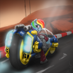 Size: 1080x1080 | Tagged: safe, artist:white-pwny, rainbow dash, g4, extreme g, extreme-g, fanfic, motorcycle