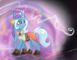 Size: 792x612 | Tagged: safe, artist:cat4lyst, trixie, pony, unicorn, g4, clothes, dress, female, magic, mare, romani, smiling, solo