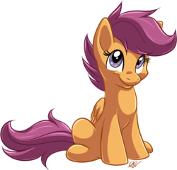 Size: 647x622 | Tagged: safe, artist:fizzy-dog, scootaloo, pegasus, pony, g4, cute, cutealoo, female, filly, simple background, sitting, solo, transparent background