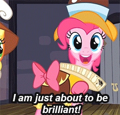 Size: 245x235 | Tagged: safe, screencap, chancellor puddinghead, pinkie pie, earth pony, pony, g4, hearth's warming eve (episode), animated, brilliant, brilliant face, female, hearth's warming eve, reaction image, tenso
