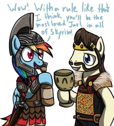 Size: 500x554 | Tagged: safe, artist:silentbutbeardly, ace point, rainbow dash, g4, crossover, facial hair, imperial legion, jarl, moustache, skyrim, the elder scrolls, tumblr