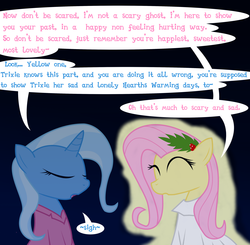 Size: 3000x2941 | Tagged: safe, artist:dazed-and-wandering, fluttershy, trixie, ghost, pegasus, pony, undead, unicorn, g4, a christmas carol, a hearths warming carol, duo, flutterghost