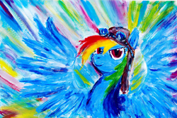 Size: 900x603 | Tagged: safe, artist:mademoiselle-moder, rainbow dash, g4, goggles, traditional art