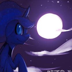 Size: 1000x1000 | Tagged: safe, artist:florecentmoo, princess luna, pony, g4, female, looking at you, moon, night, solo