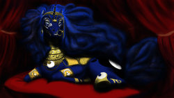 Size: 900x506 | Tagged: safe, artist:chiapetofdoom, princess luna, pony, g4, 300, female, parody, prone, solo, xerxes