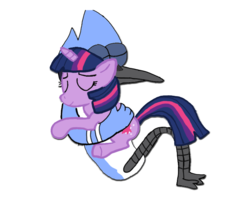 Size: 1000x800 | Tagged: safe, artist:perryrocks, twilight sparkle, pony, unicorn, g4, crossover, crossover shipping, female, hug, male, mare, mordecai, mordetwi, regular show, shipping, simple background, transparent background, unicorn twilight