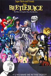 Size: 580x860 | Tagged: safe, applejack, fluttershy, pinkie pie, rainbow dash, rarity, twilight sparkle, oc, g4, barely pony related, beetlejuice, bowser, crossover, jeff the killer, male, mane six, metroid, non-mlp oc, rage face, slenderman, super mario bros., y u no