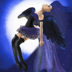 Size: 2000x2000 | Tagged: safe, artist:valeriyashyshkina, princess luna, human, g4, female, humanized, solo, winged humanization