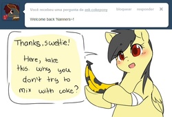 Size: 646x438 | Tagged: safe, oc, oc only, oc:banana scent, oc:coke pony, pegasus, banana, chubby, fat, tumblr