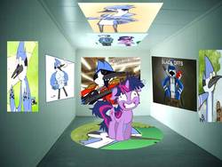 Size: 960x720 | Tagged: safe, artist:kaiamurosesei, twilight sparkle, g4, crossover, crossover shipping, female, insanity, male, mordecai, mordetwi, obsession, regular show, shipping, straight, twilight snapple