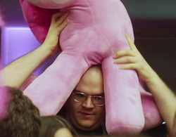 Size: 623x485 | Tagged: safe, pinkie pie, human, g4, brony, convention, george costanza, irl, photo, toy