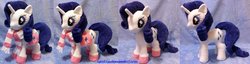 Size: 1600x411 | Tagged: safe, artist:agatrix, rarity, pony, g4, boots, clothes, irl, photo, plushie, saddle bag, scarf, solo