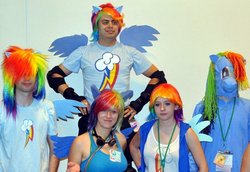 Size: 560x385 | Tagged: safe, rainbow dash, human, g4, brony, cosplay, irl, irl human, photo