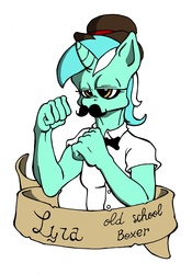 Size: 1641x2351 | Tagged: safe, artist:ominomeccanico, lyra heartstrings, anthro, g4, boxing, moustache, overly manly lyra