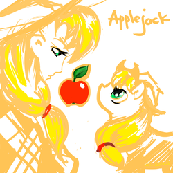 Size: 1439x1439 | Tagged: safe, artist:eilienie, applejack, human, g4, human ponidox, humanized