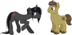 Size: 778x380 | Tagged: safe, artist:tenaflyviper, earth pony, pony, unicorn, crossover, gravity falls, male, ponified, robbie valentino, thompson