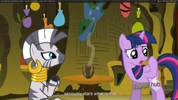 Size: 1920x1080 | Tagged: safe, screencap, twilight sparkle, zecora, zebra, g4, magic duel, youcap dump, youtube caption