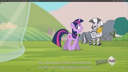 Size: 1920x1080 | Tagged: safe, screencap, twilight sparkle, zecora, zebra, g4, magic duel, youcap dump, youtube caption