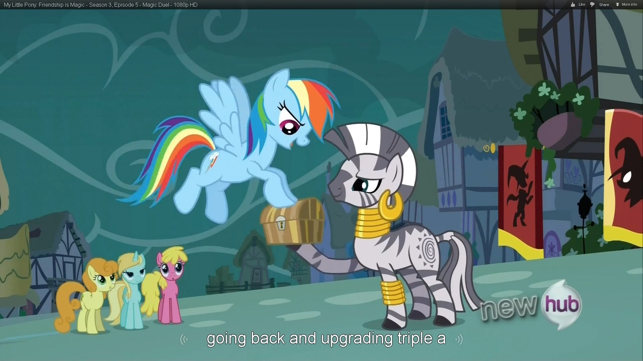 Safe Screencap Rainbow Dash Zecora Zebra Magic Duel