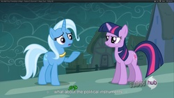 Size: 1920x1080 | Tagged: safe, screencap, spike, trixie, twilight sparkle, g4, youcap dump, youtube caption