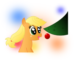 Size: 750x614 | Tagged: safe, artist:dbapplejack, applejack, g4, bauble, christmas, christmas tree, hatless, missing accessory, simple background, transparent background, tree, vector