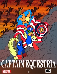 Size: 2492x3254 | Tagged: safe, artist:midnight-cobra, applejack, g4, amerijack, captain america, comic book, crossover, flag, shield