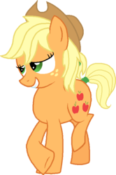 Size: 492x739 | Tagged: safe, artist:starryoak, applejack, earth pony, pony, g4, crossed hooves, female, hat, simple background, solo, transparent background