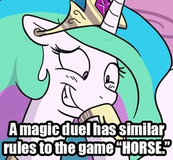 Size: 391x362 | Tagged: safe, princess celestia, g4, magic duel, image macro, trollestia